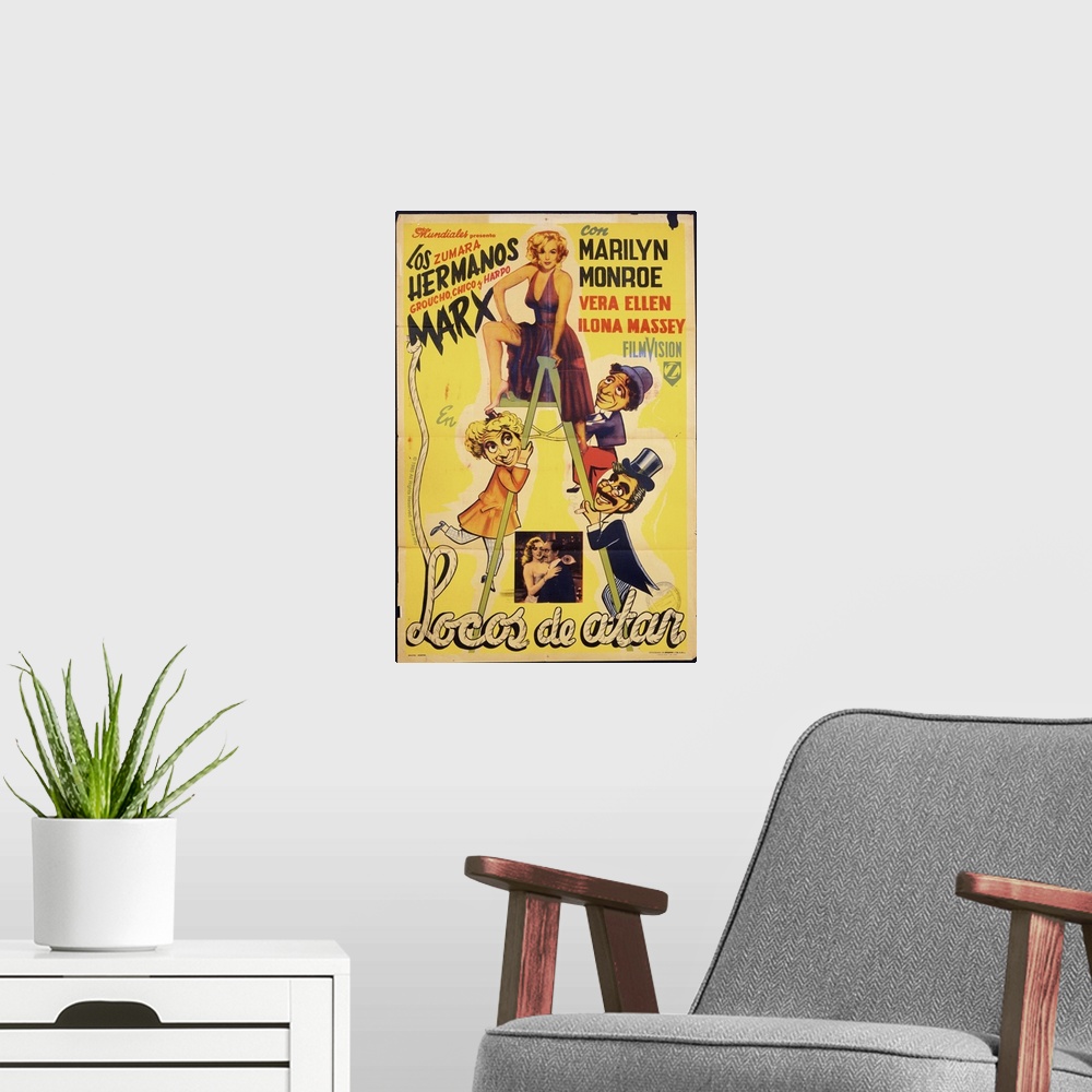 A modern room featuring Marx Brothers Love Happy 1