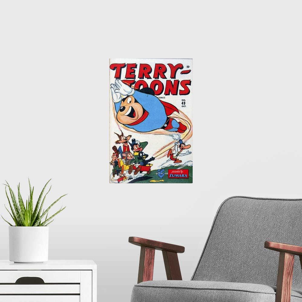 A modern room featuring Mighty Mouse Terry Toons 49