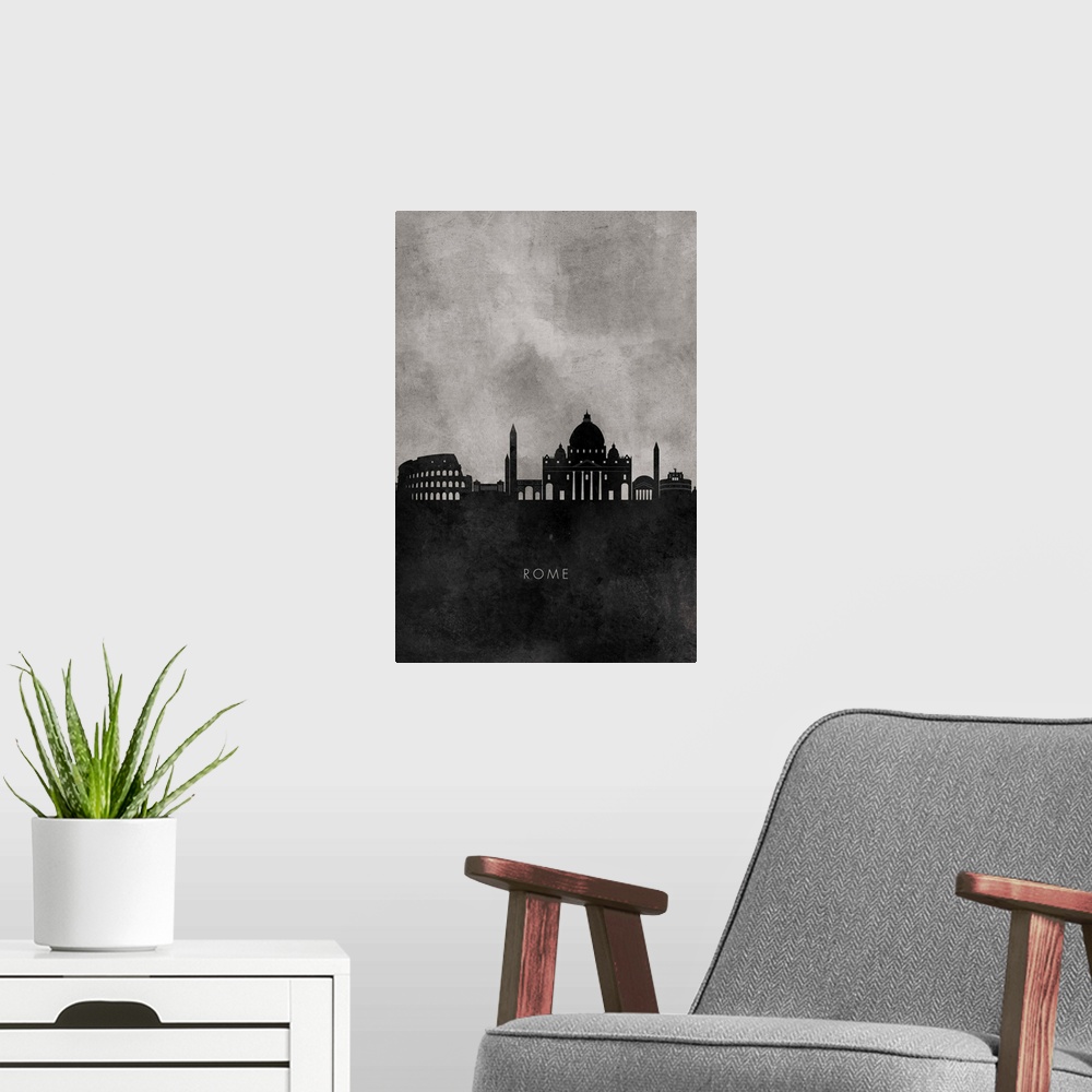 A modern room featuring Skyline silhouette of Rome