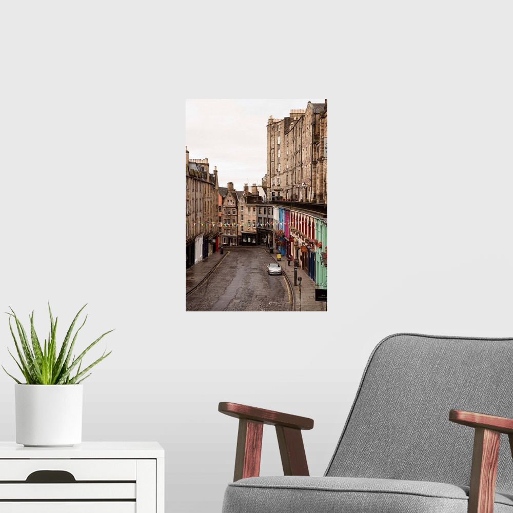 A modern room featuring Photograph of Victoria Street in the city centre of Edinburgh, Scotland.