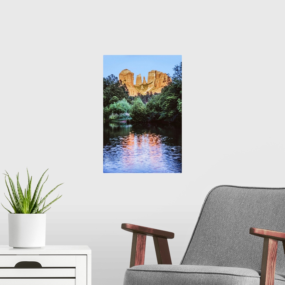 A modern room featuring View of Cathedral Rock from Oak Creek in Sedona, Arizona.