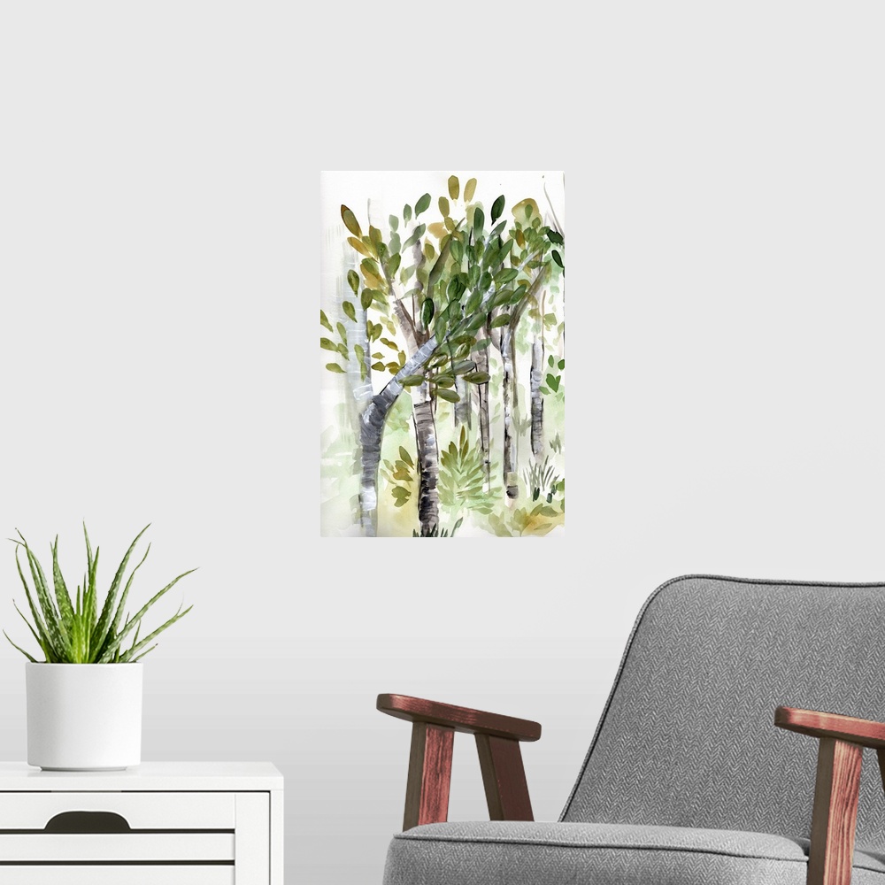 A modern room featuring Birch Forest I