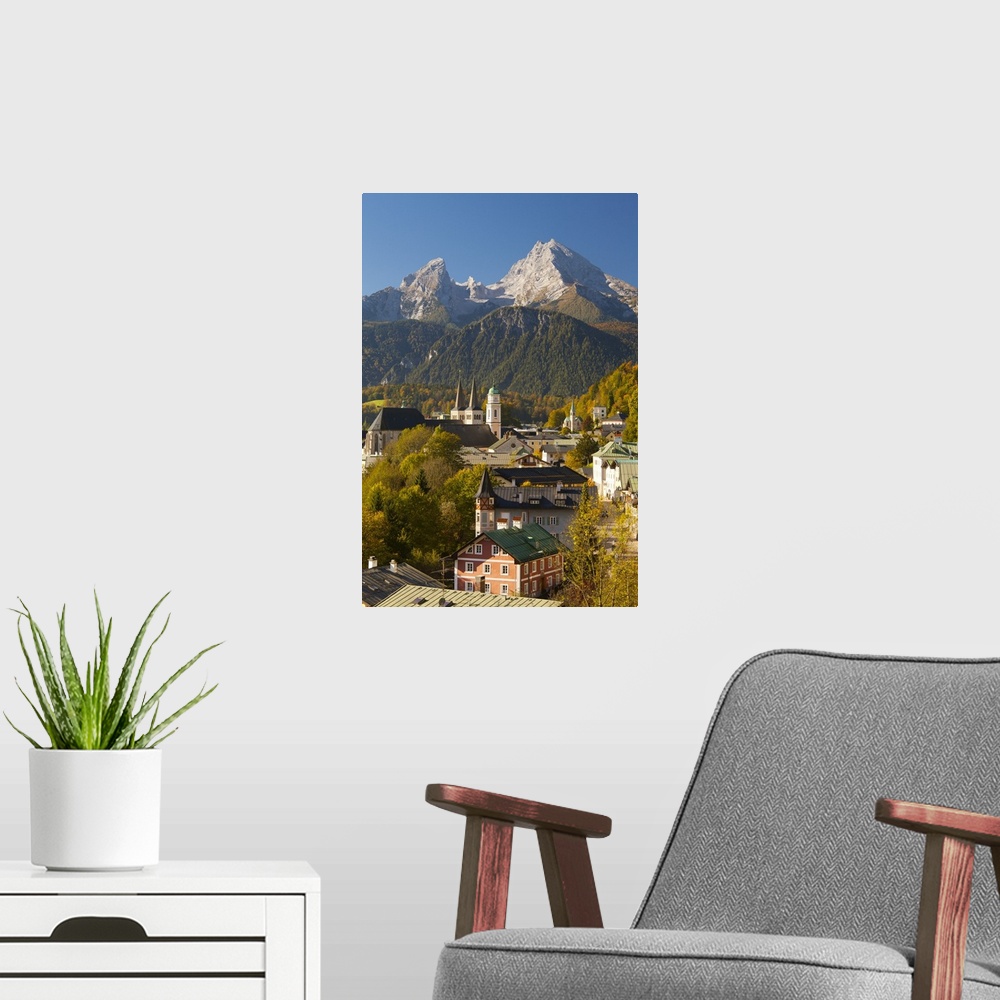 A modern room featuring Berchtesgaden in autumn with the Watzmann mountain, Bavaria, Germany