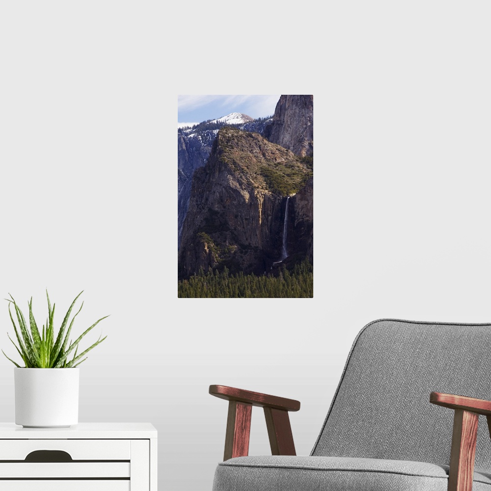 A modern room featuring Bridal Veil Falls and Half Dome Peak, Yosemite National Park, California