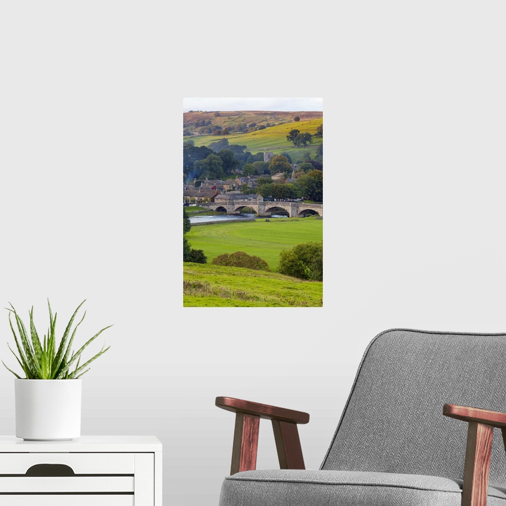 A modern room featuring Burnsall, Yorkshire Dales National Park, Yorkshire, England, UK
