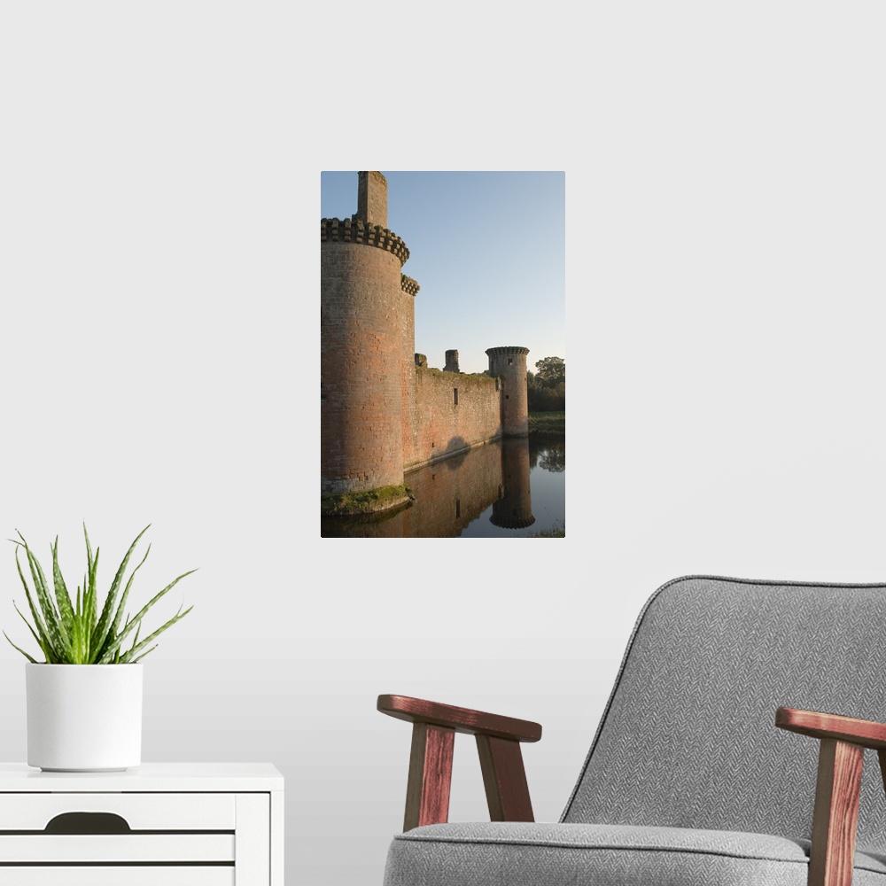 A modern room featuring Caerlaverock Castle ruin, Dumfries and Galloway, Scotland, United Kingdom
