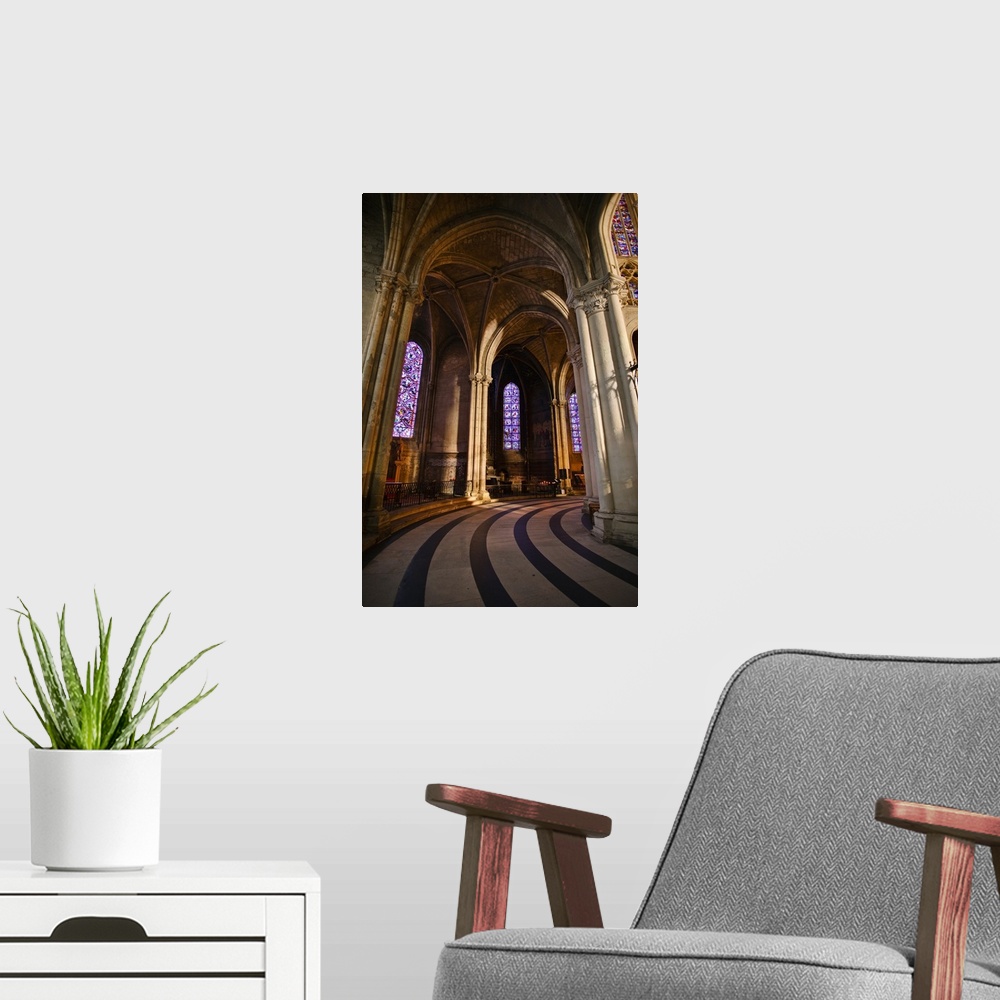 A modern room featuring Chapels inside Saint Gatien cathedral, Tours, Indre-et-Loire, Centre, France, Europe.