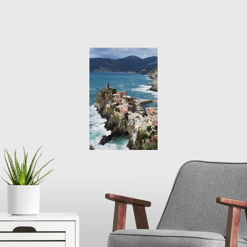 A modern room featuring Clifftop village of Vernazza, Cinque Terre, Liguria, Italy