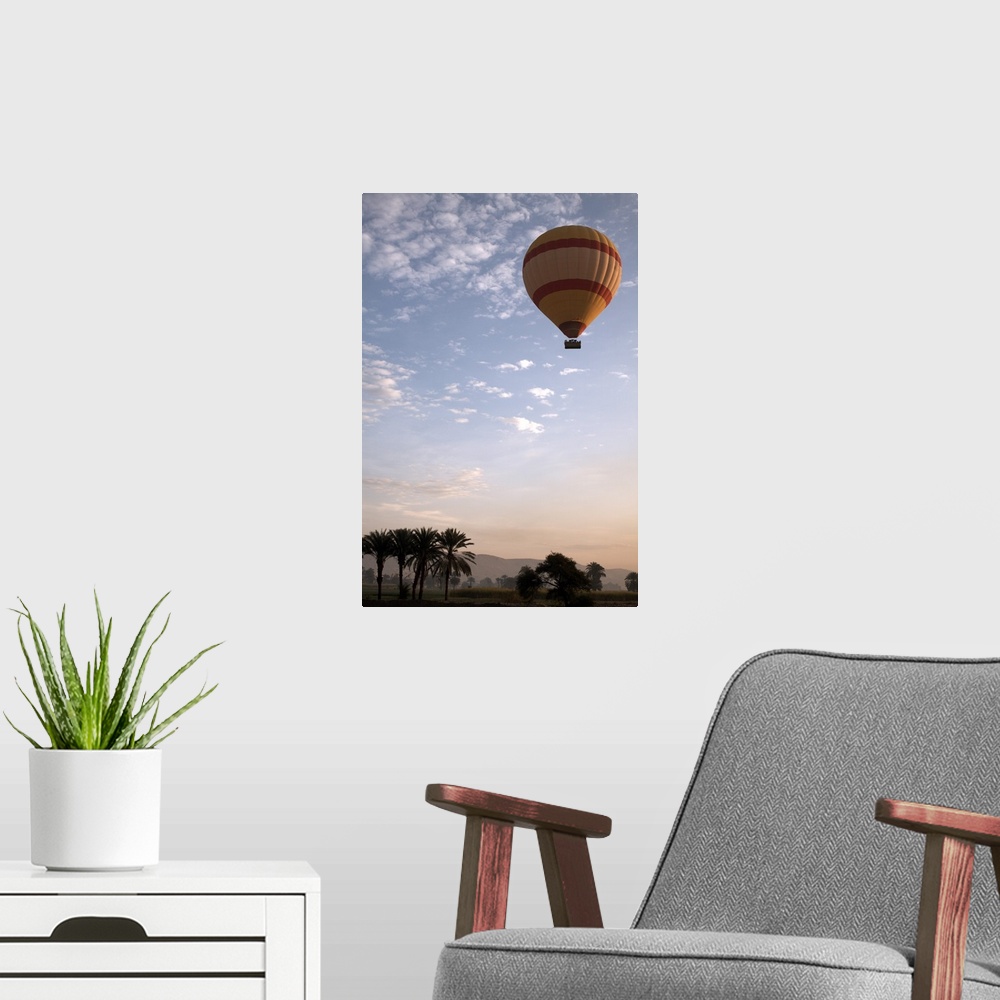 A modern room featuring Hot air balloon flying over the Valley of the Kings, Luxor, Egypt
