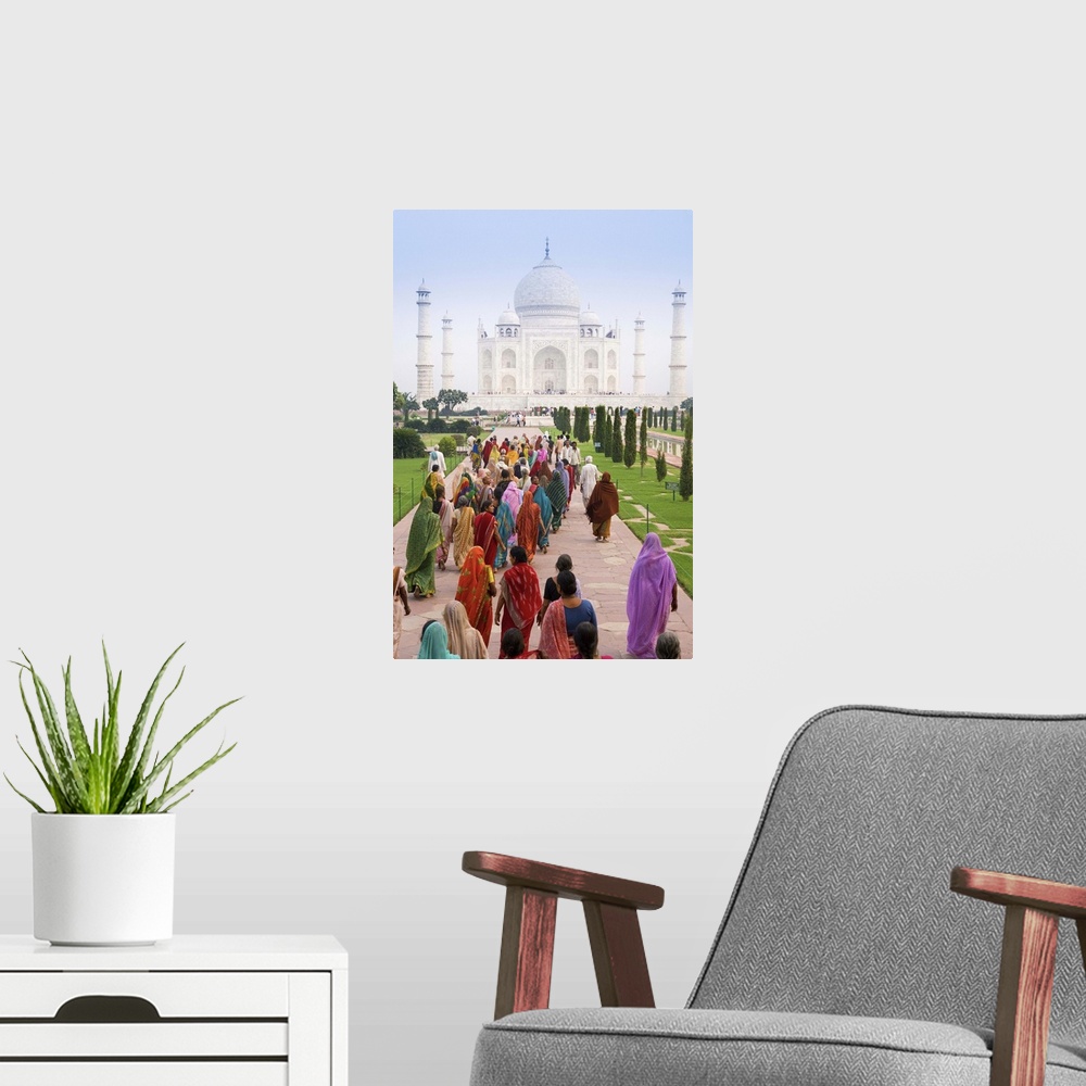 A modern room featuring India, Uttar Pradesh, The Taj Mahal, this Mughal mausoleum has become the tourist emblem of India.