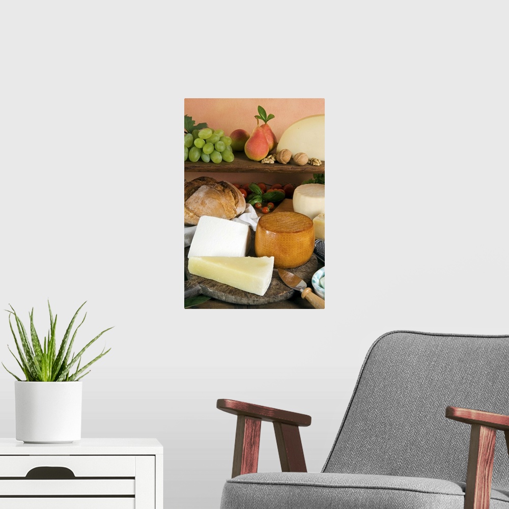 A modern room featuring Italian cheeses, Italy, Europe