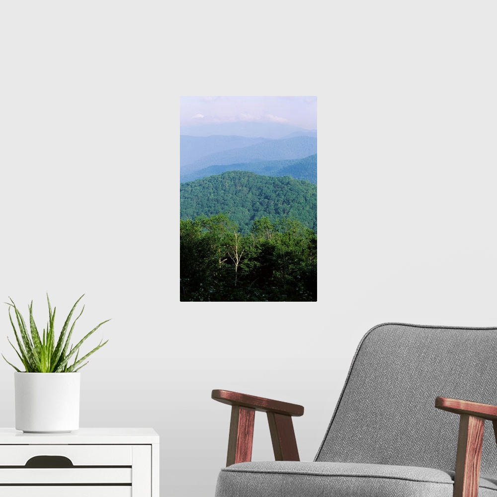 A modern room featuring Looking over the Appalachian mountains in Cherokee Indian Reservation, North Carolina