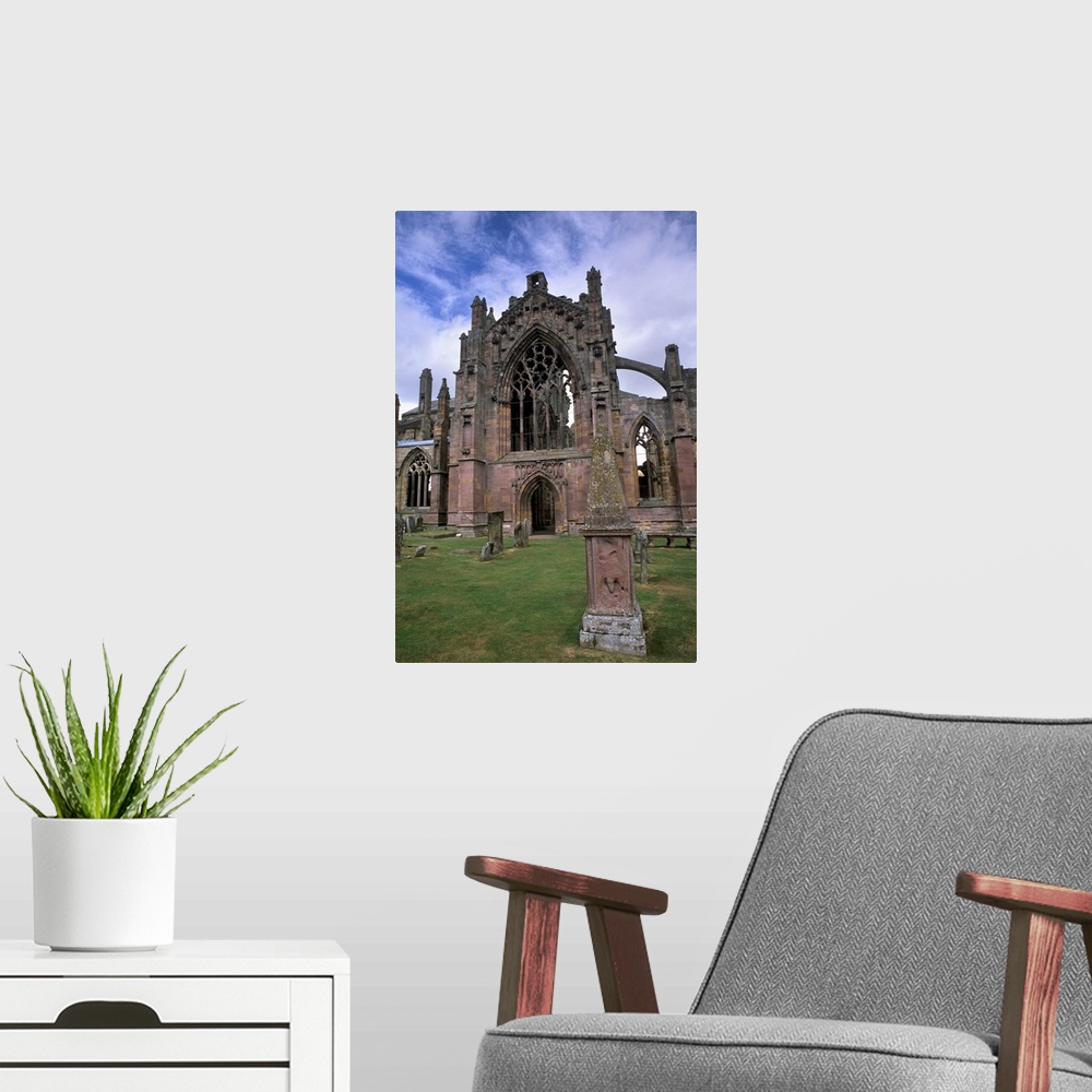A modern room featuring Melrose Abbey, Melrose, Scottish Borders, Scotland, UK