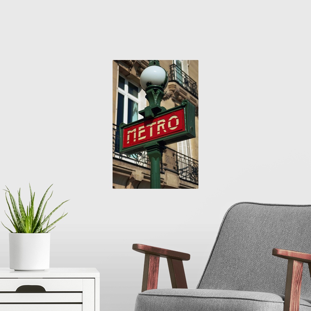 A modern room featuring Metro sign, Paris, France, Europe