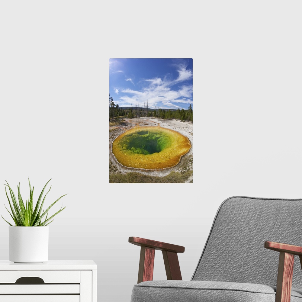 A modern room featuring Morning Glory Pool, Upper Geyser Basin, Yellowstone National Park, Wyoming