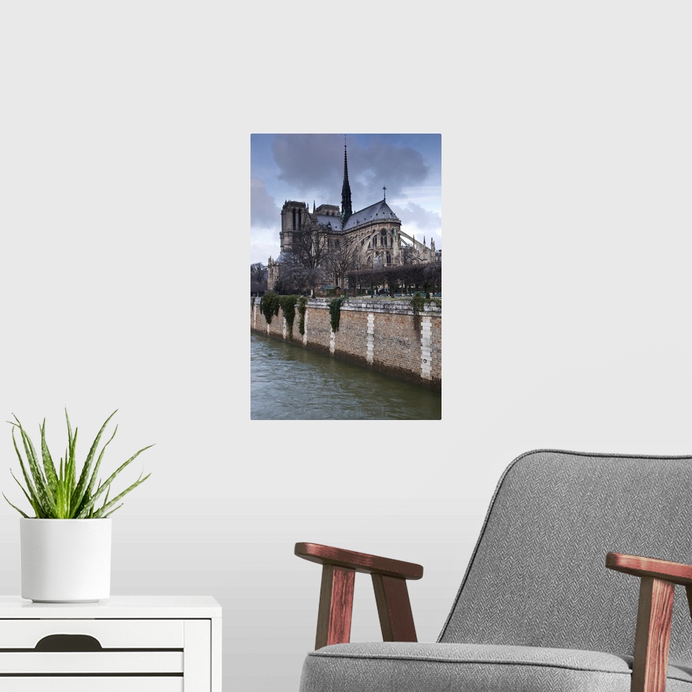 A modern room featuring Notre Dame de Paris cathedral, Paris, France, Europe