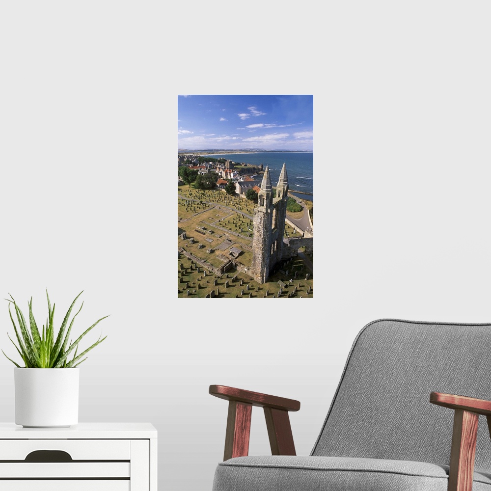 A modern room featuring Ruins of St. Andrews cathedral, St. Andrews, Fife, Scotland, UK