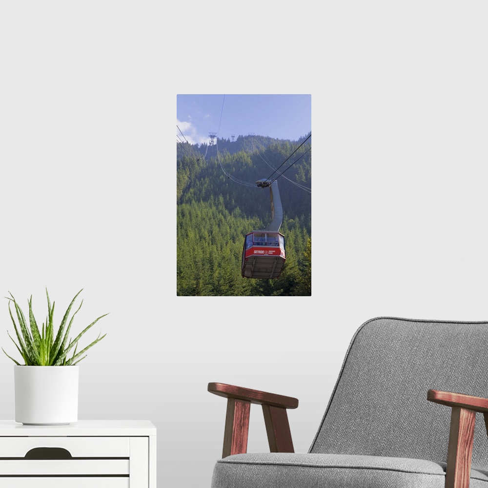 A modern room featuring Skyride cable car up to the top of Grouse Mountain, Vancouver, British Columbia, Canada