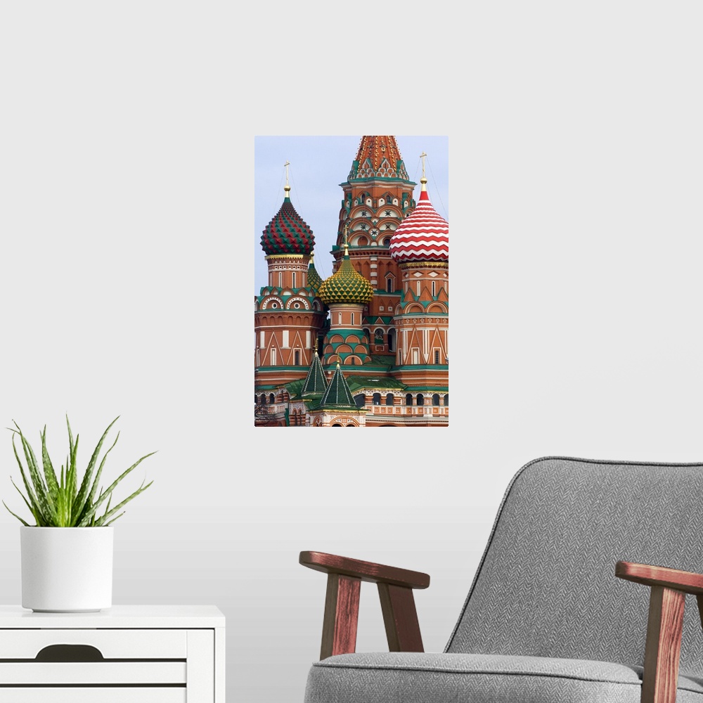A modern room featuring St. Basil's Cathedral, Red Square, Moscow, Russia
