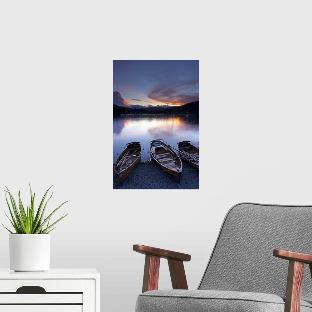 A modern room featuring Sunset, Ambleside, Lake Windermere, Lake District National Park, Cumbria, England, United Kingdom...