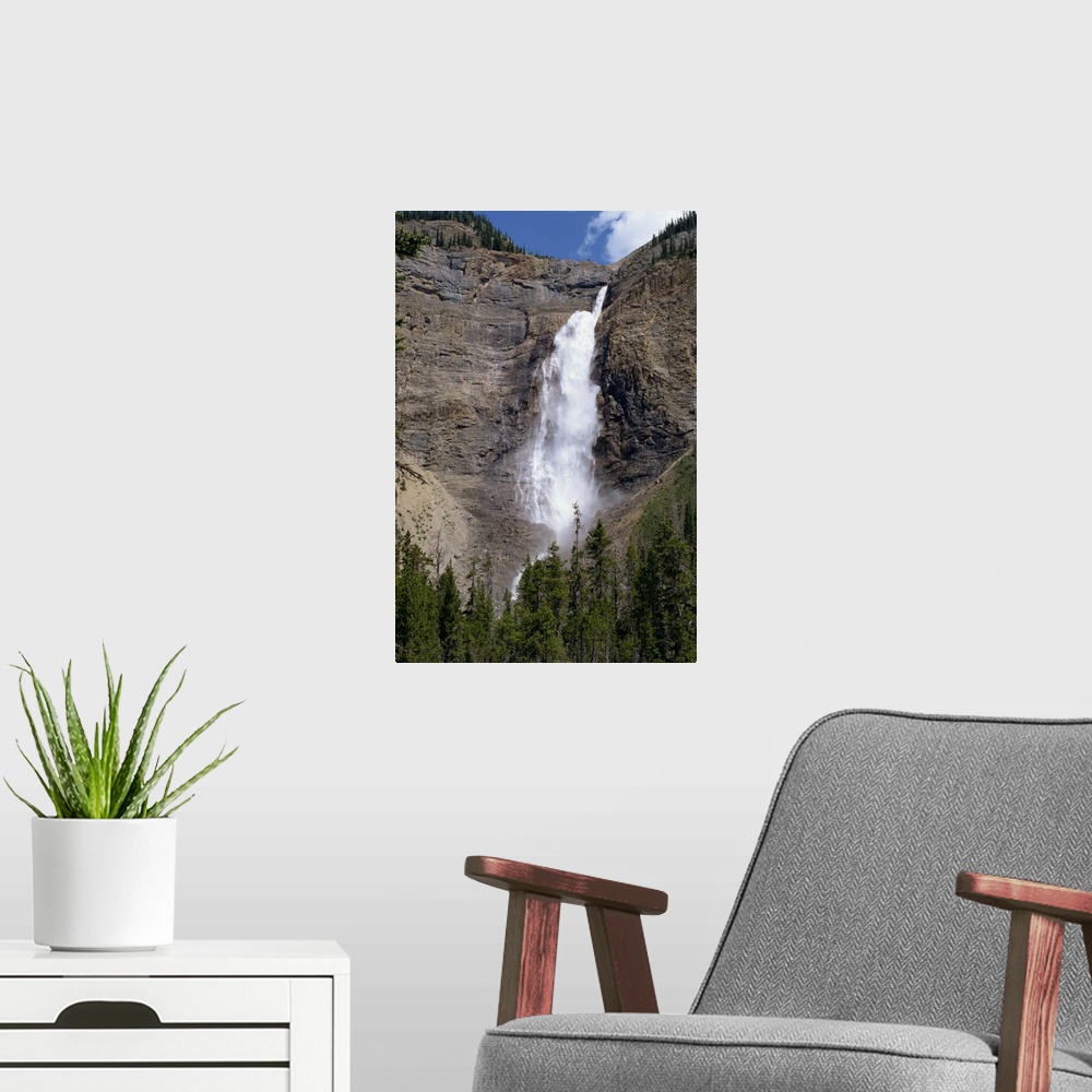 A modern room featuring Waterfall in the Rocky Mountains, British Columbia, Canada, North America