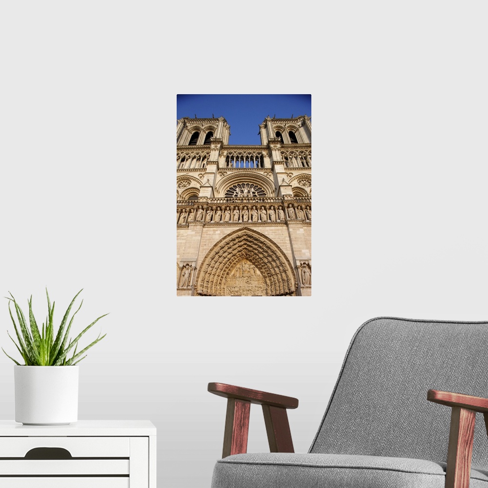 A modern room featuring West front, Notre Dame Cathedral, UNESCO World Heritage Site, Paris, France, Europe.