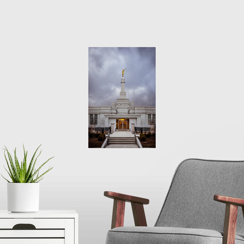 A modern room featuring The Detroit Michigan Temple is located in Bloomfield Hills, Michigan. It was dedicated in 1998 by...