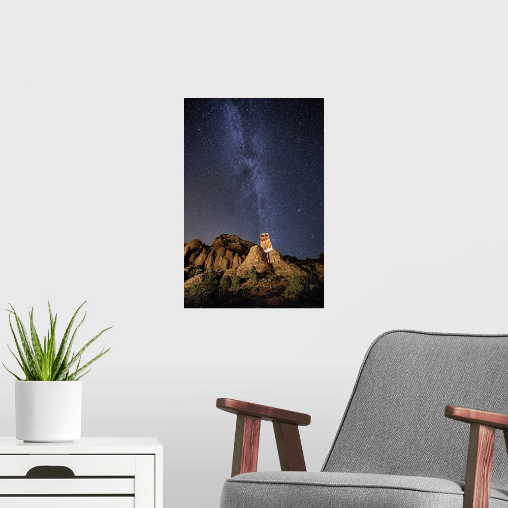 A modern room featuring The Milky Way over the Chapel in Sedona, Arizona.