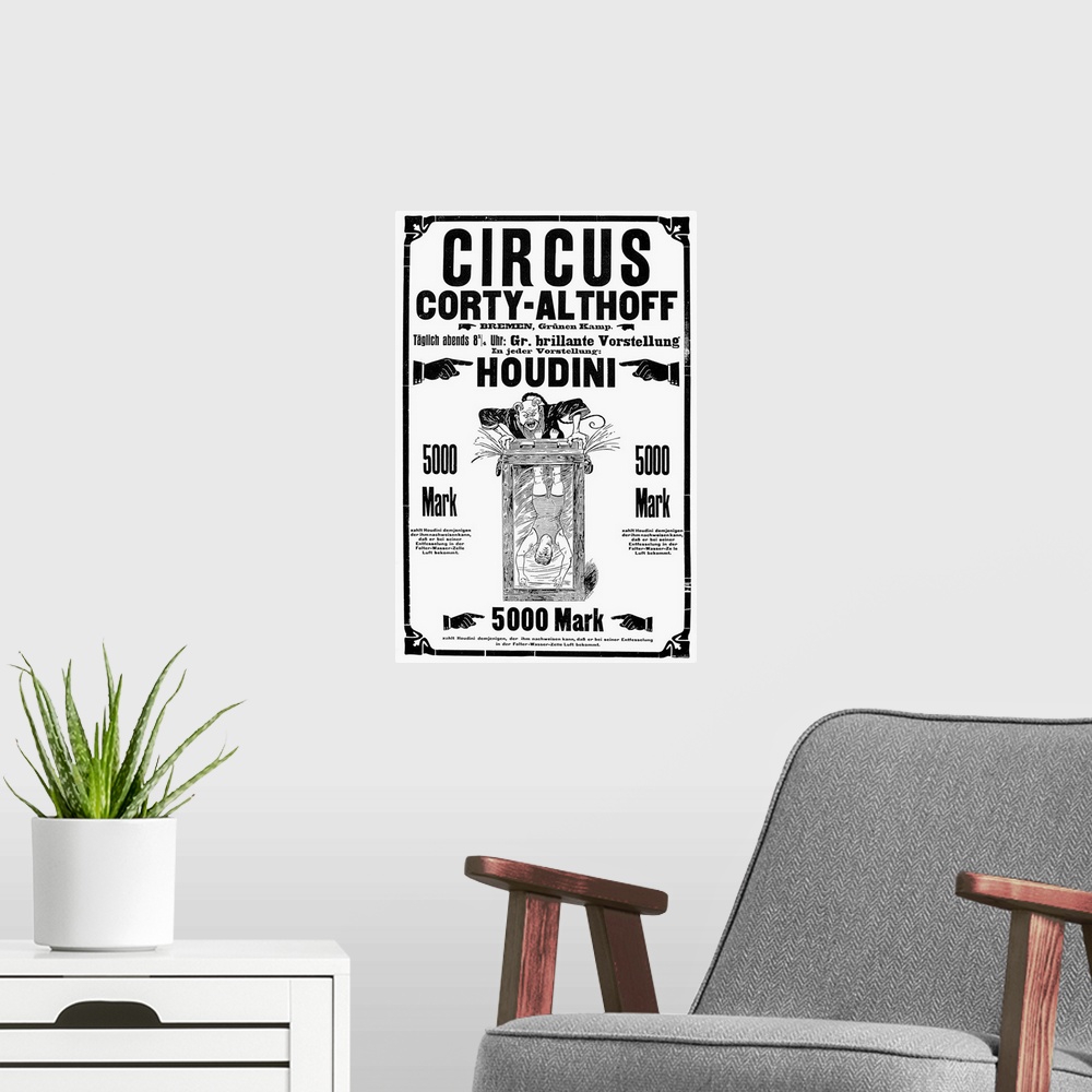 A modern room featuring American magician. Houdini's greatest stage escape, The Chinese Water Torture Cell, is announced ...