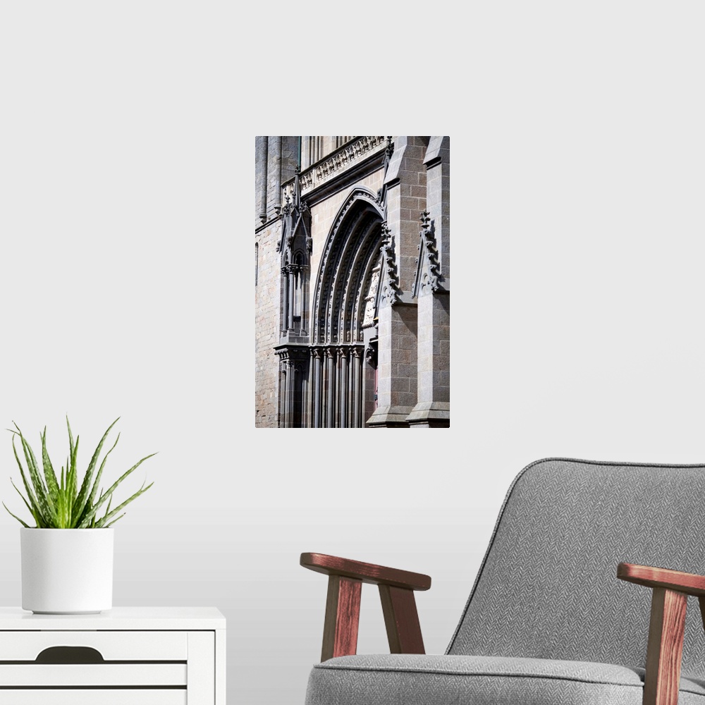A modern room featuring Side view of Saint Pierre Cathedral facade, Vannes, department of Morbihan, France