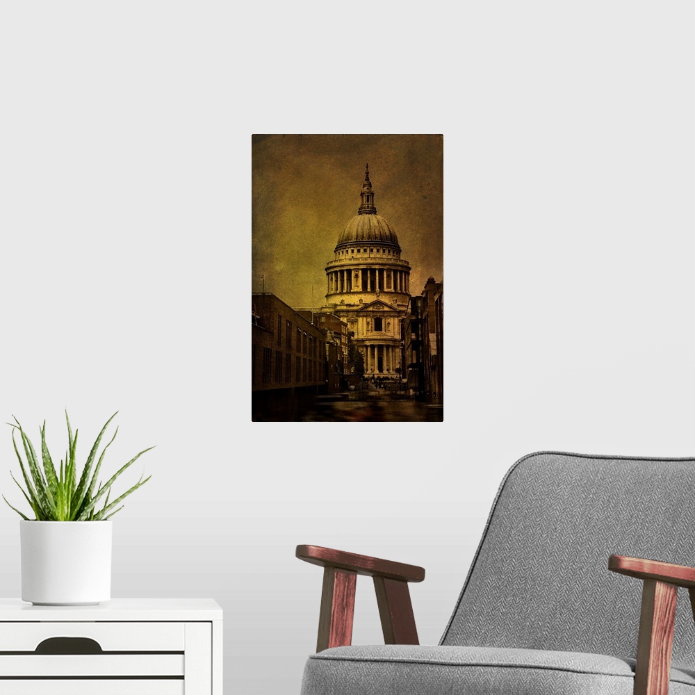 A modern room featuring St Pauls Cathedral