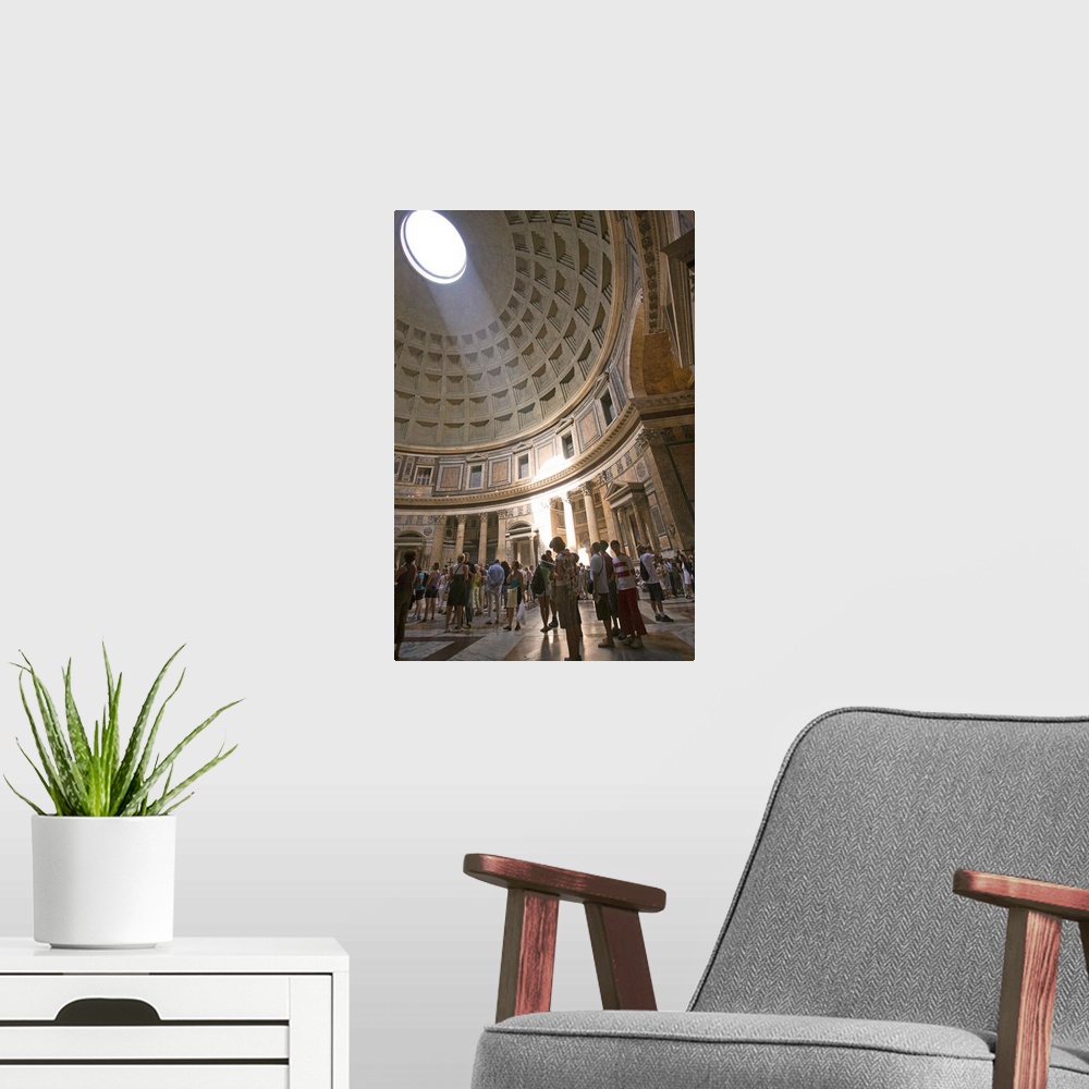 A modern room featuring The Pantheon dome with its oculus, Rome