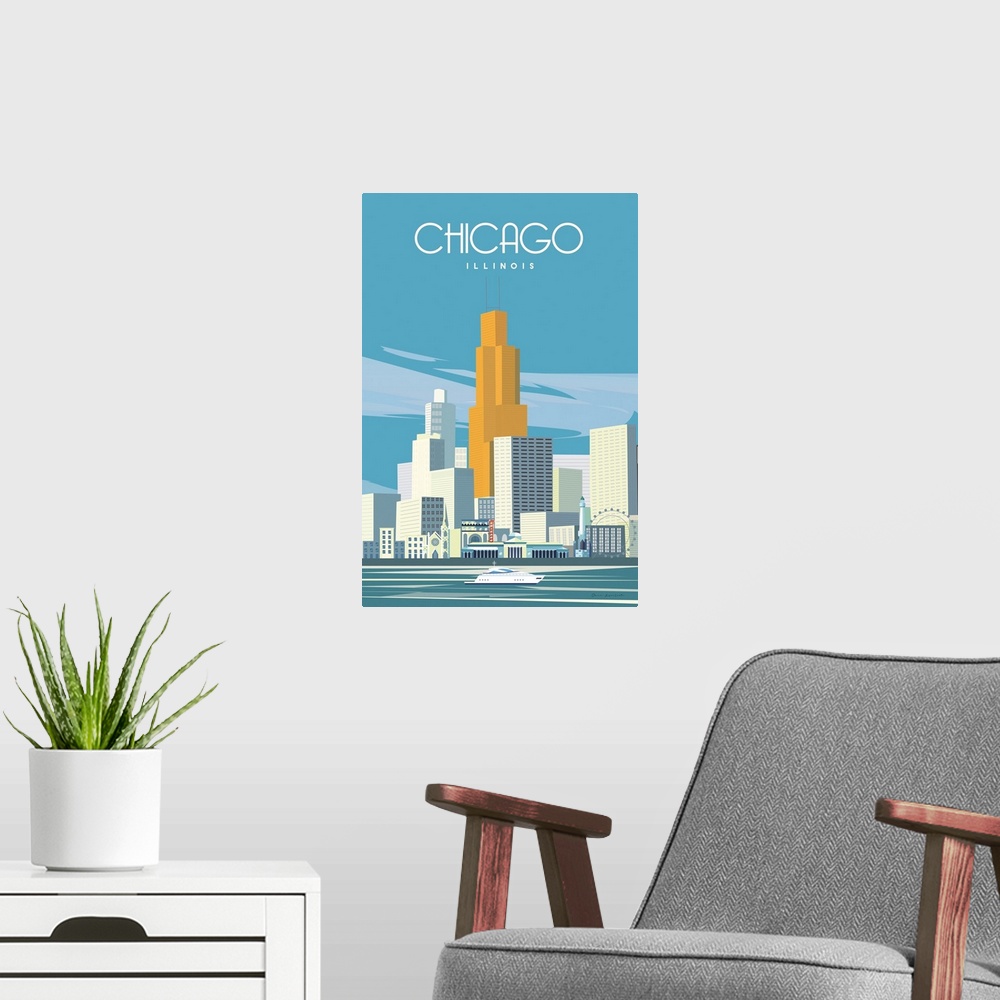 A modern room featuring Chicago From Lake Michigan