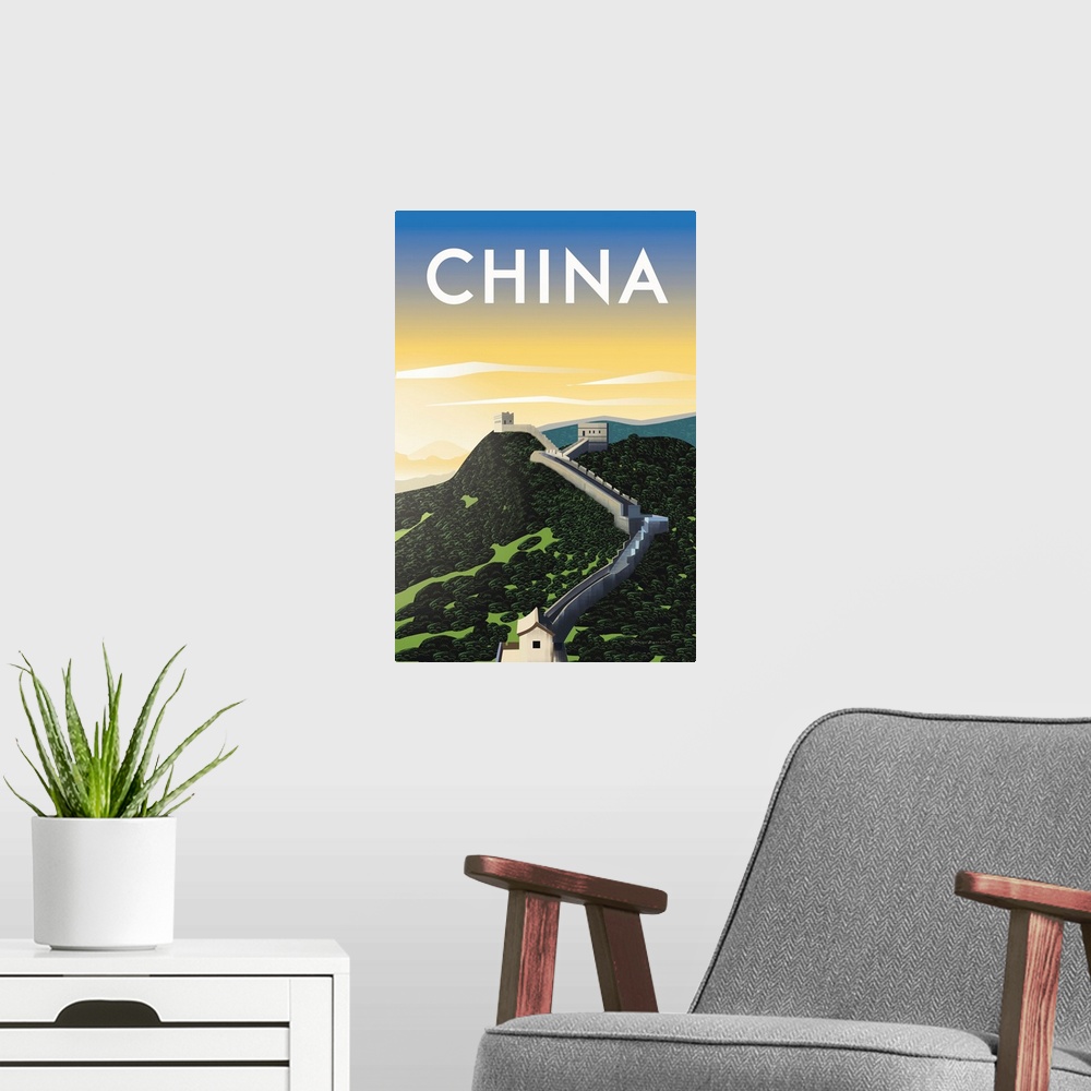 A modern room featuring China