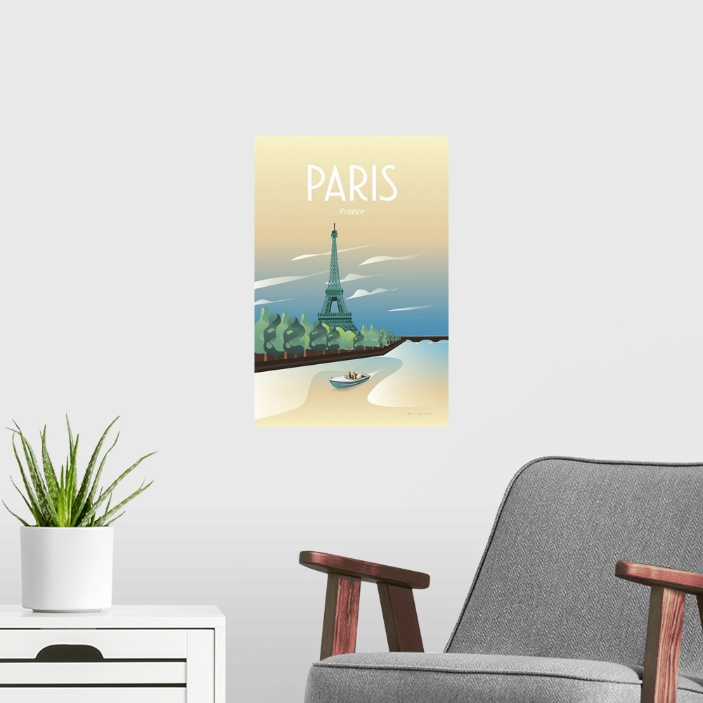 A modern room featuring Paris
