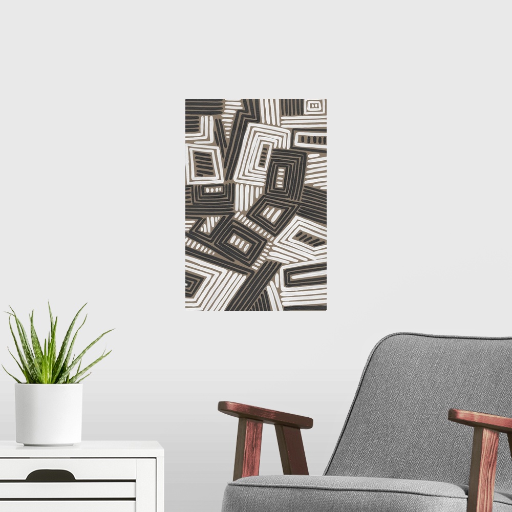 A modern room featuring Abstract Maze IV