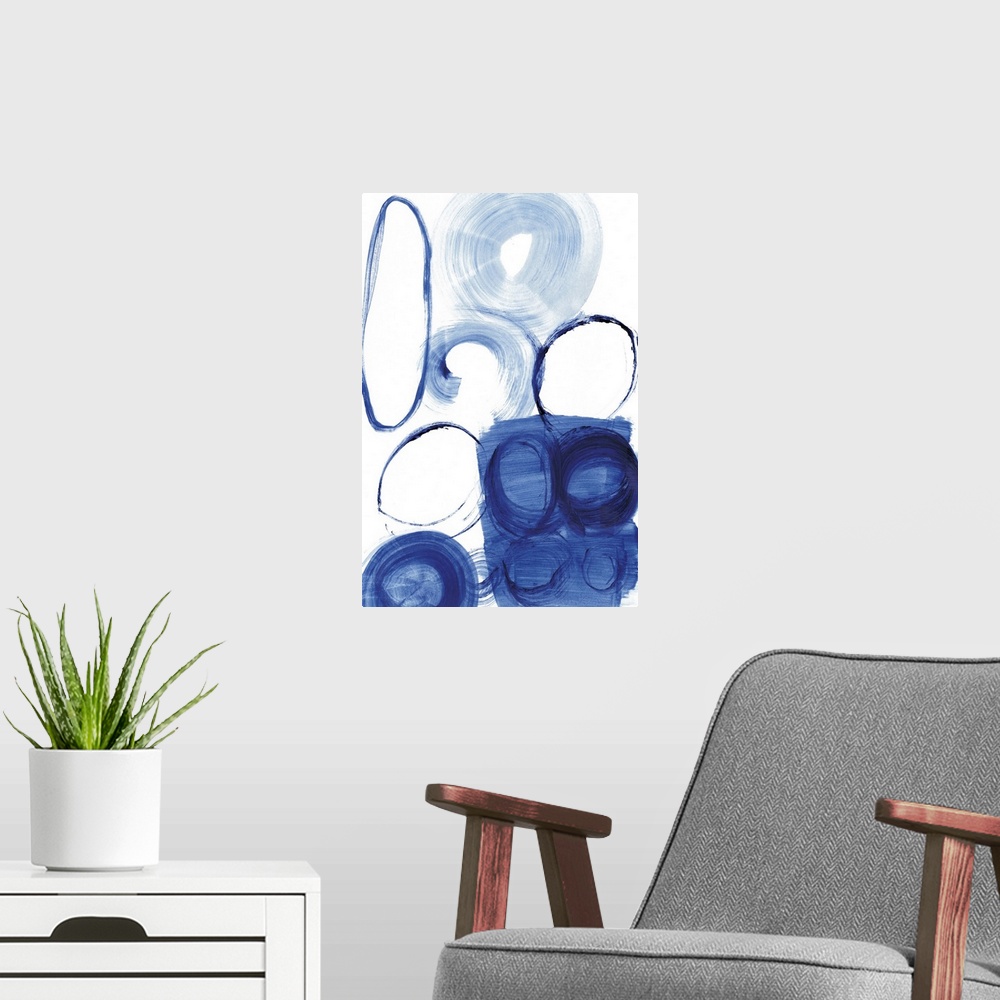 A modern room featuring Blue Circle Study I