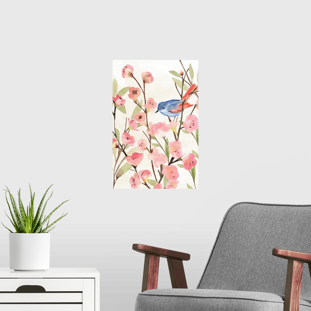 A modern room featuring Cherry Blossom Perch II