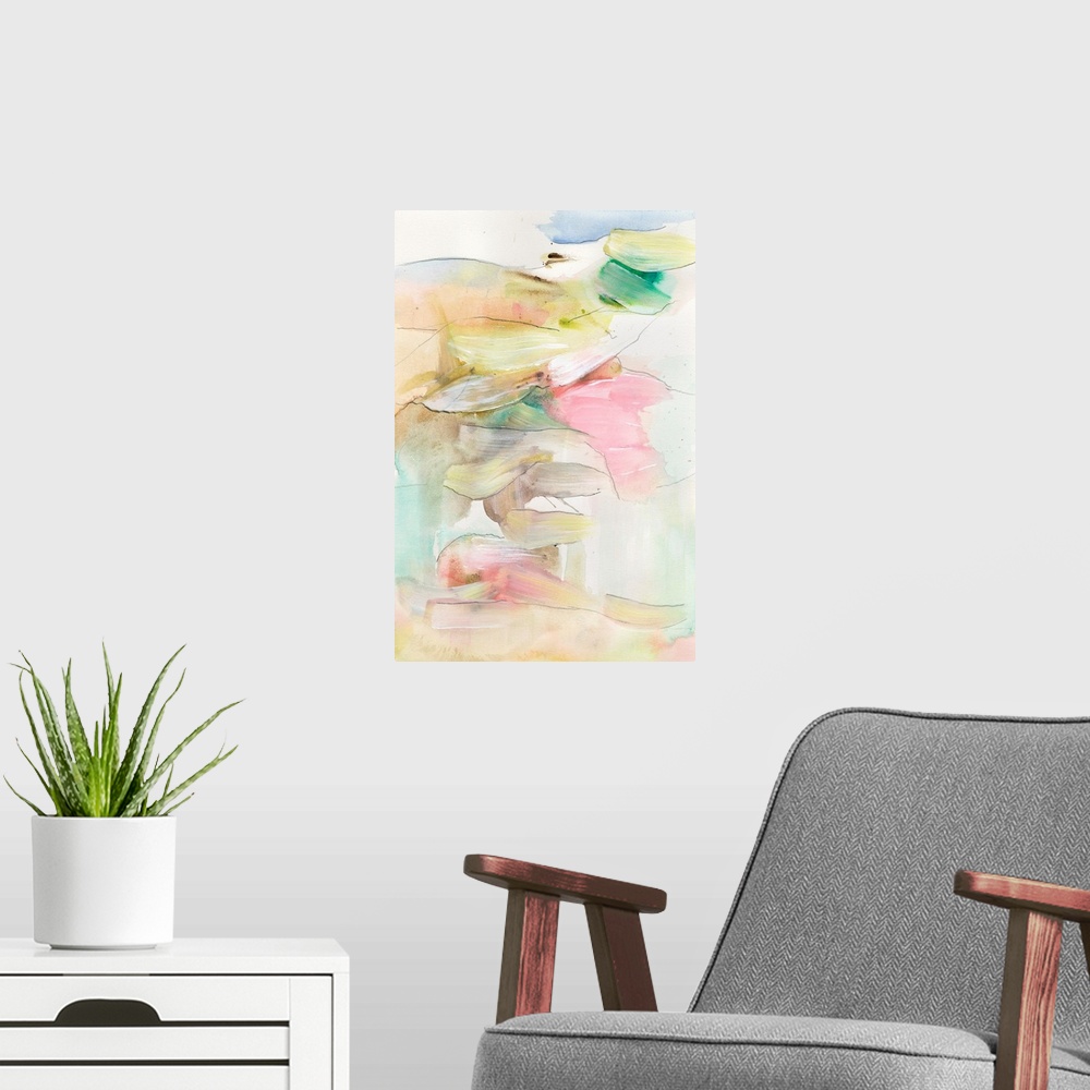 A modern room featuring Colorful Coalescence II