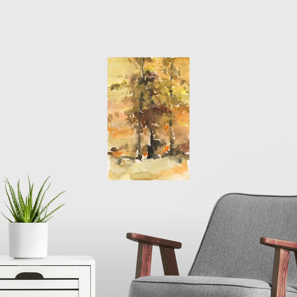 A modern room featuring Fall Foliage Watercolor I