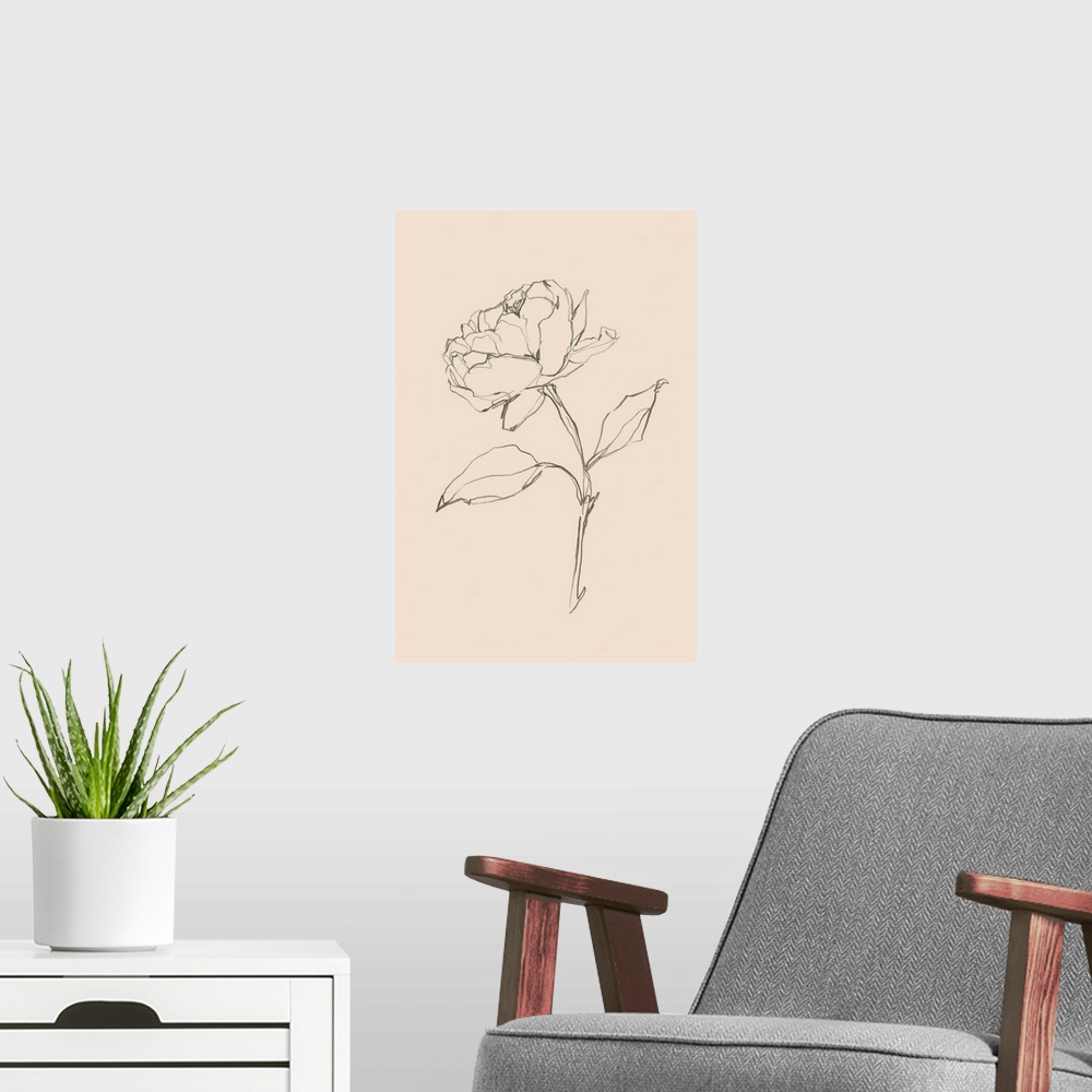 A modern room featuring Floral Contour Study II