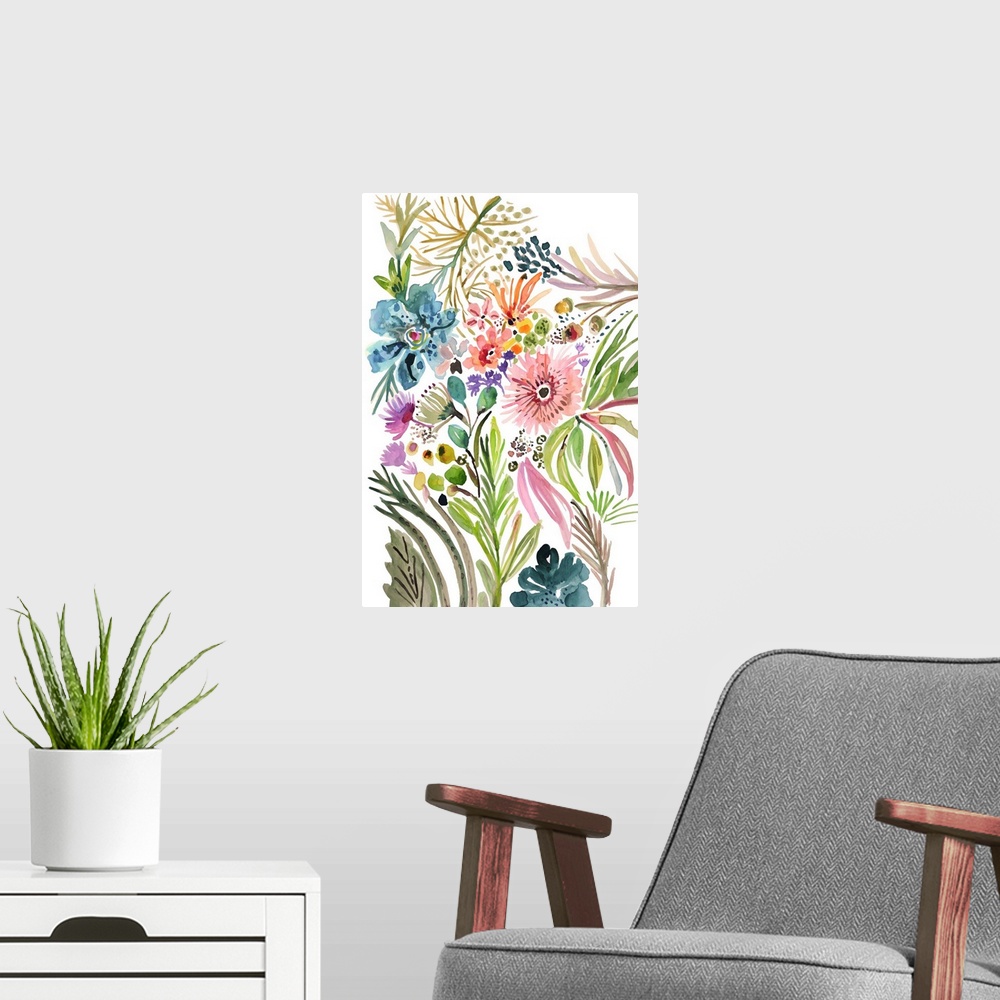 A modern room featuring Happy Flowers I