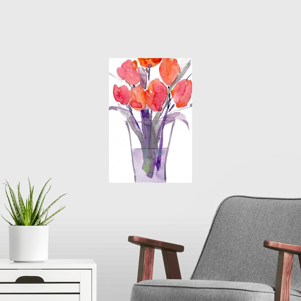 A modern room featuring My Red Tulips II