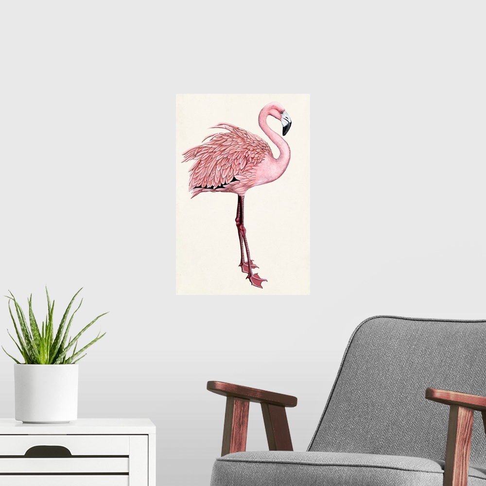 A modern room featuring Striking Flamingo I