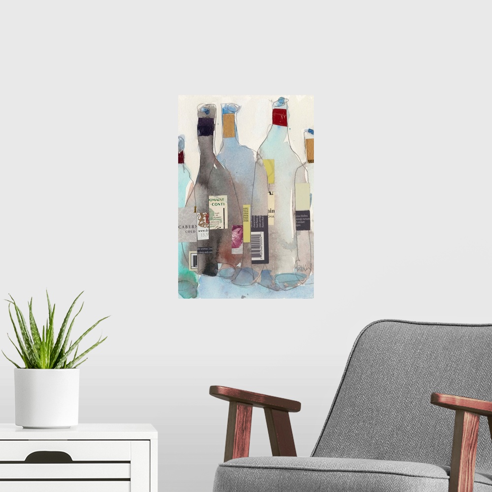 A modern room featuring The Wine Bottles III