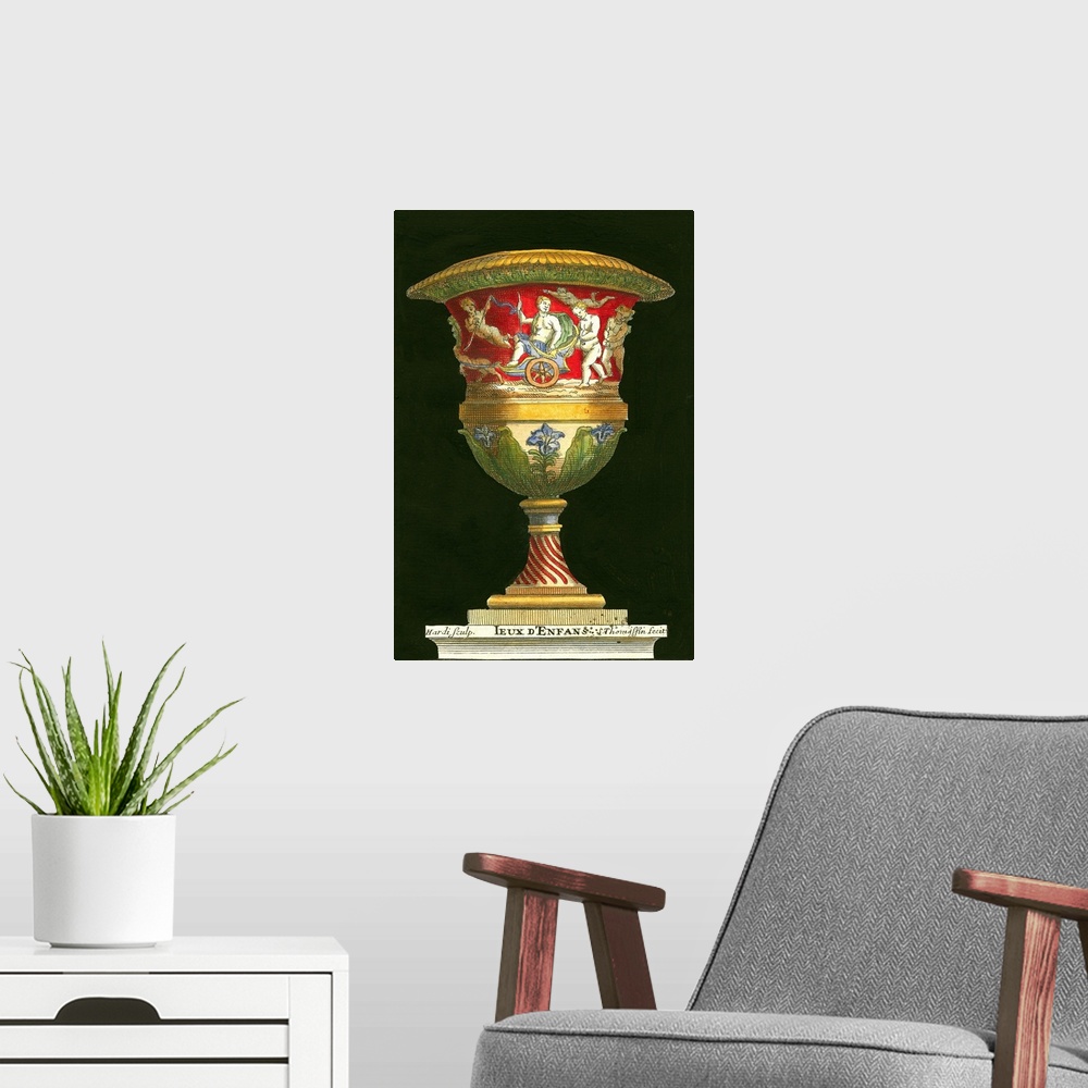 A modern room featuring Vase with Chariot