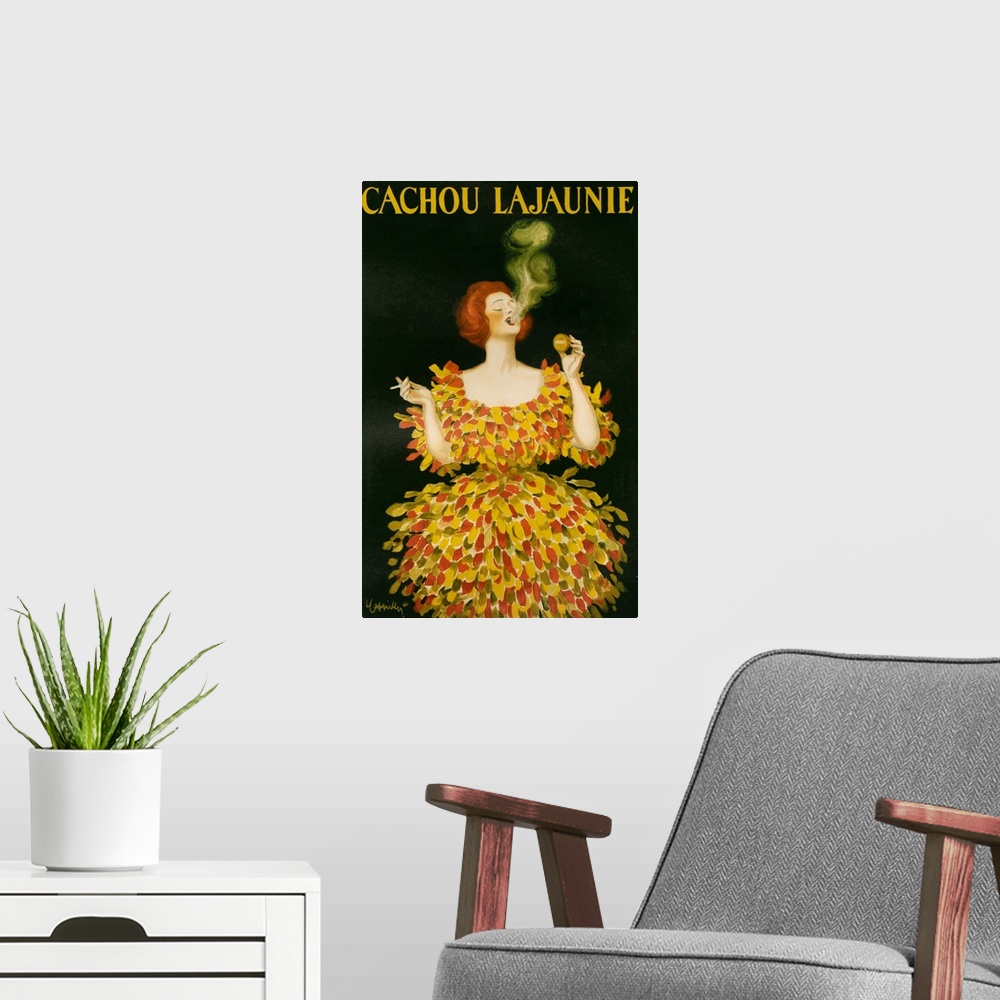 A modern room featuring 1920's France Cachou Lajaunie Poster