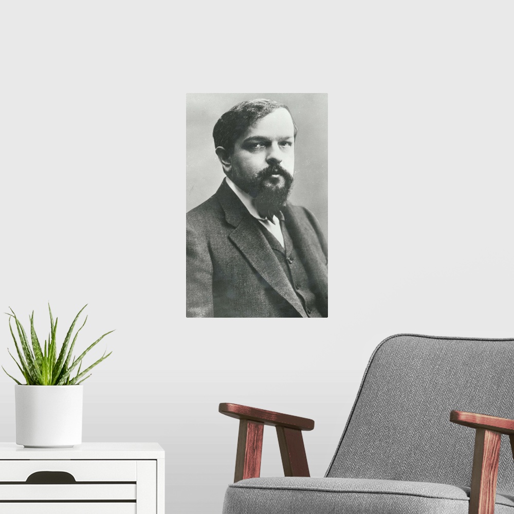 A modern room featuring XIR159165 Claude Debussy (1862-1918) (b/w photo) by Nadar, Paul (1856-1939); Private Collection; ...