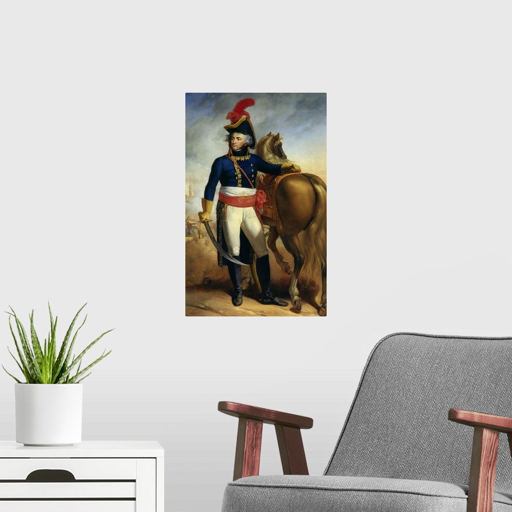 A modern room featuring Antoine Ansiaux, French School. Portrait of Jean-Baptiste Kleber, General of the Eastern Army. 18...