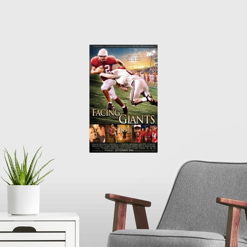 A modern room featuring Facing the Giants (2006)